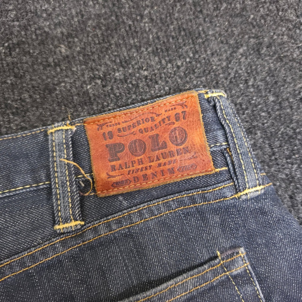 Polo Ralph Lauren Mens 38x30 Raw Indigo Denim Straight Leg Jeans Dark Wash RL